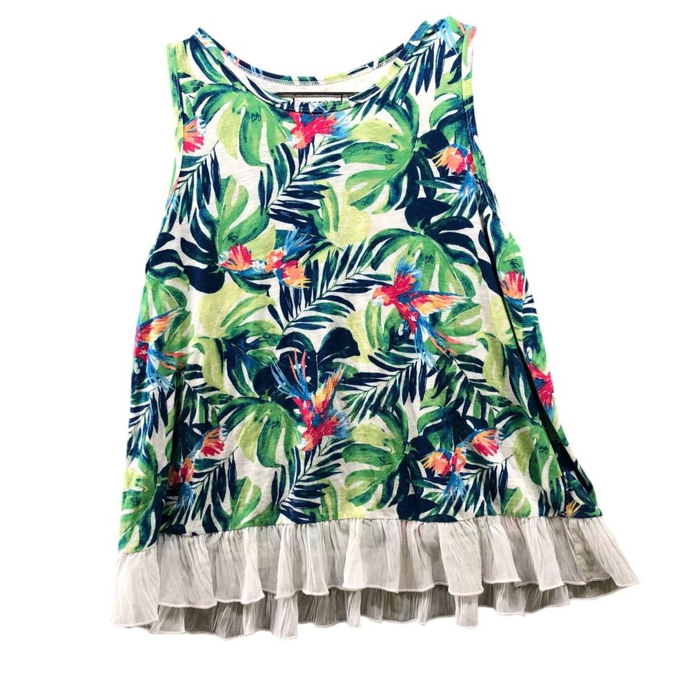 Abercrombie Kids Peplum Tank Top Girls 15/16 Hawaiian Tropical Floral Palm